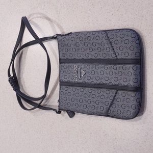 Guess Grey and Black Coated Canvas Crossbody Bag